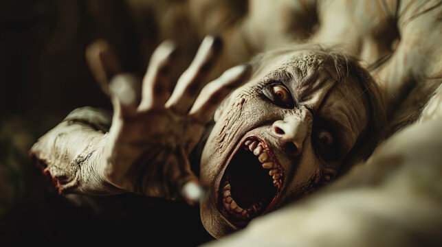 Terrifying creature screaming in horror.