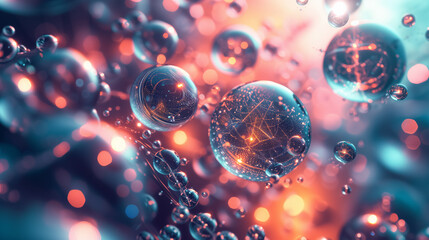 Spherical bubbles with intricate network patterns. - obrazy, fototapety, plakaty