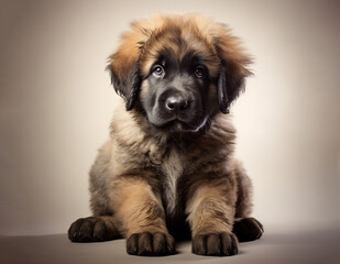 Leonberger puppy on a light background