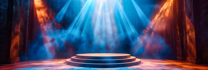 Stage Spotlight and Empty Floor, Entertainment and Event Background, Abstract Illustration
