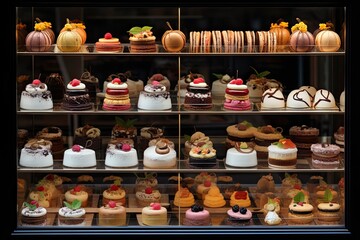 The Sweetest Display - Various Desserts in a Glass Display Case