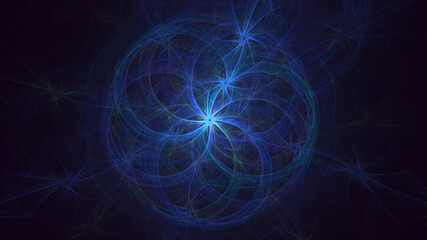 3D manual rendering abstract multicolor supernova fractal light background