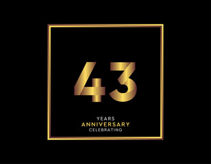 43 Year Anniversary With Gold Color Square
