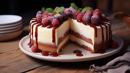 Raspberry and Vanilla Cake with Raspberry Sauce