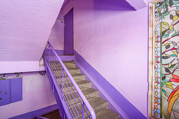 interior public place, house entrance. doors, walls, corridors staircase stairs, steps
