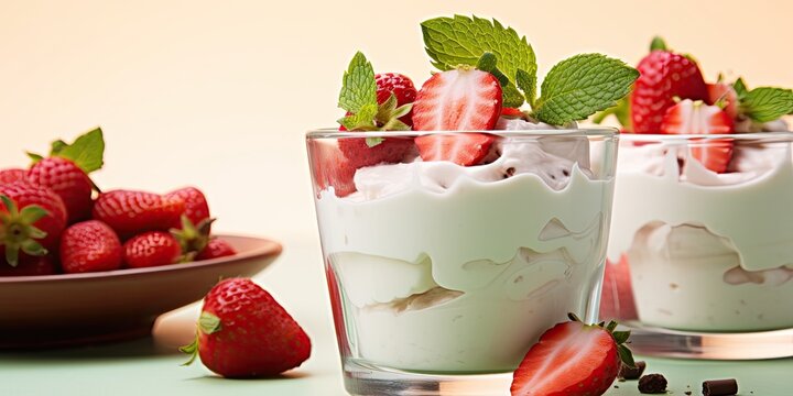 Delicious Strawberry and Cream Dessert in a Glass