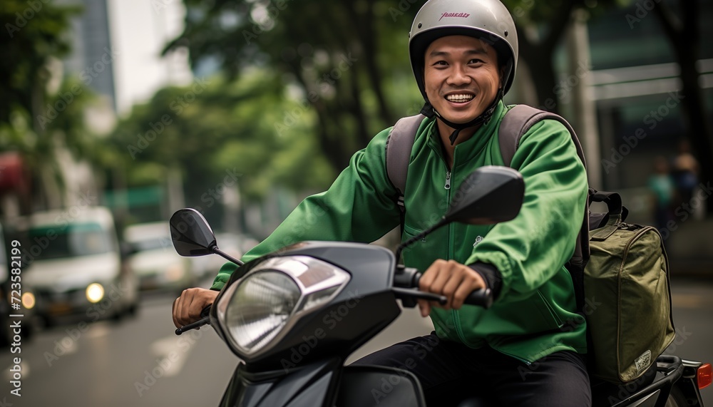 Wall mural Happy Delivery Rider