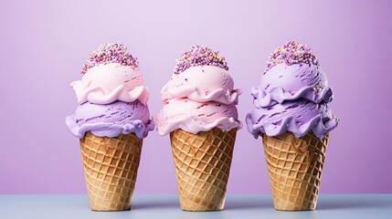Sweet Treat - Ice Cream Cones with Purple and Pink Swirls