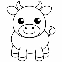 cow black and white vector illustration for coloring book	