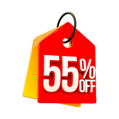 Obraz na płótnie Canvas Special offer sale 55% discount sale tags 3d number concept discount promotion sale offer price sign