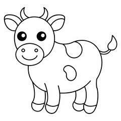 cow black and white vector illustration for coloring book	