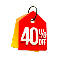 Special offer sale 40% discount sale tags 3d number concept discount promotion sale offer price sign