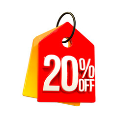Special offer sale 20% discount sale tags 3d number concept discount promotion sale offer price sign
