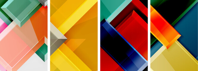 Color glass glossy square composition poster set for wallpaper, business card, cover, poster, banner, brochure, header, website