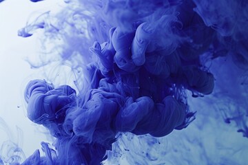 Ultramarine square background featuring a dynamic, flowing ink-in-water effect