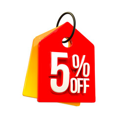 Special offer sale 5% discount sale tags 3d number concept discount promotion sale offer price sign
