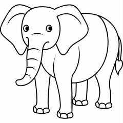elephant black and white vector illustration for coloring book	
