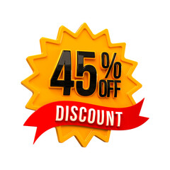 Special offer sale 45% discount sale tags 3d number concept discount promotion sale offer price sign