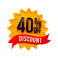 Special offer sale 40% discount sale tags 3d number concept discount promotion sale offer price sign