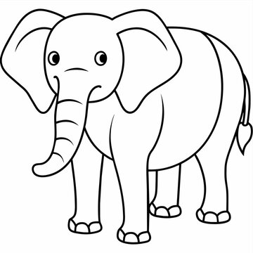elephant black and white vector illustration for coloring book	