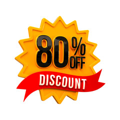 Special offer sale 80% discount sale tags 3d number concept discount promotion sale offer price sign