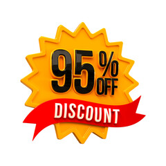 Special offer sale 95% discount sale tags 3d number concept discount promotion sale offer price sign