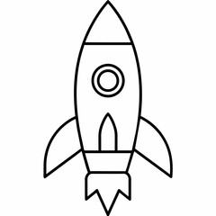 rocket black and white vector illustration for coloring book	