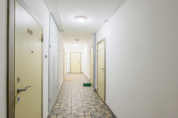 interior public place, house entrance. doors, walls, corridors staircase