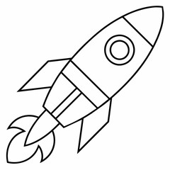 rocket black and white vector illustration for coloring book	