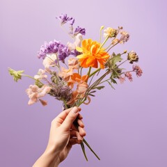 A Hand Holding a Beautiful Flower Arrangement