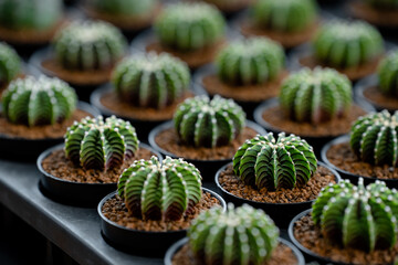 Gymnocalycium LB 2178 cactus display in row