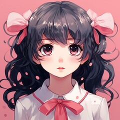 close up of cute anime character illustration