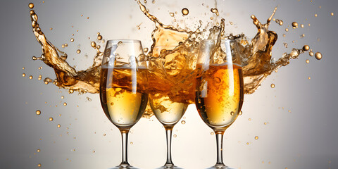 Splash of champagne glasses in party vibe