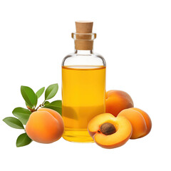 fresh raw organic apricot oil in glass bowl png isolated on white background with clipping path. natural organic dripping serum herbal medicine rich of vitamins concept. selective focus