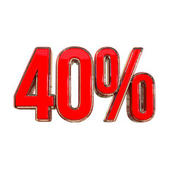 Special offer sale 40% discount sale tags 3d number concept discount promotion sale offer price sign