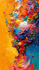 Abstract background from oil paints of different colors on a palette.