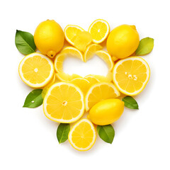 Citrus Kiss: Heart of Lemons on White.Citrus Kiss Heart of Lemons on White.