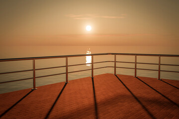 Beautiful sunset view from the veranda of the villa located on the ocean.