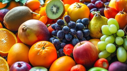 Naklejka na ściany i meble Close-Up View of Colorful Assorted Fresh Fruits