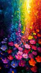 Colorful flowers as a background, Abstract oil color flower.