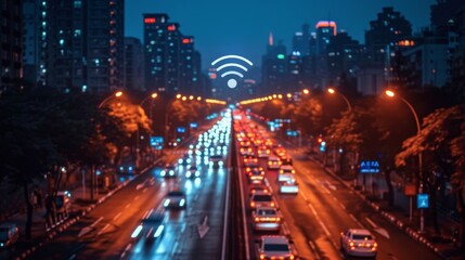 Fototapeta na wymiar City Connections: Wireless Network in Urban Landscape