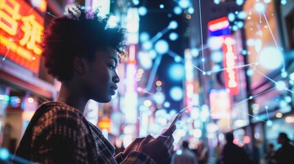Digital Empowerment: Navigating Urban Connectivity. african american, wireless