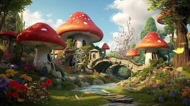 fairy tale scene with mushroom