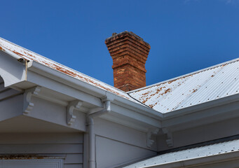 Chimney at Victorian wooden house at Richmond road. Auckland New Zealand. 