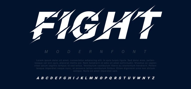 Fight classic serif font decorative vintage retro. Creative vector illustration	