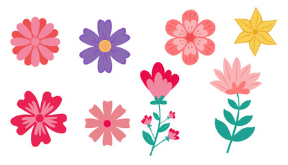 Fototapeta na wymiar set of spring flower collection flat design vector