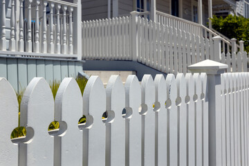 White fence in front of Victorian wooden house at Richmond road. Auckland New Zealand. 