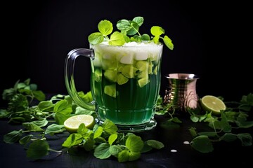 Fresh Green Drink with Lemon and Mint