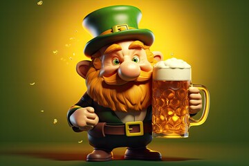 The Lucky Leprechaun with a Frothy Beer