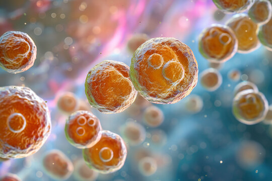 Microscopic of cryptococcus on inflammatory cells background. 